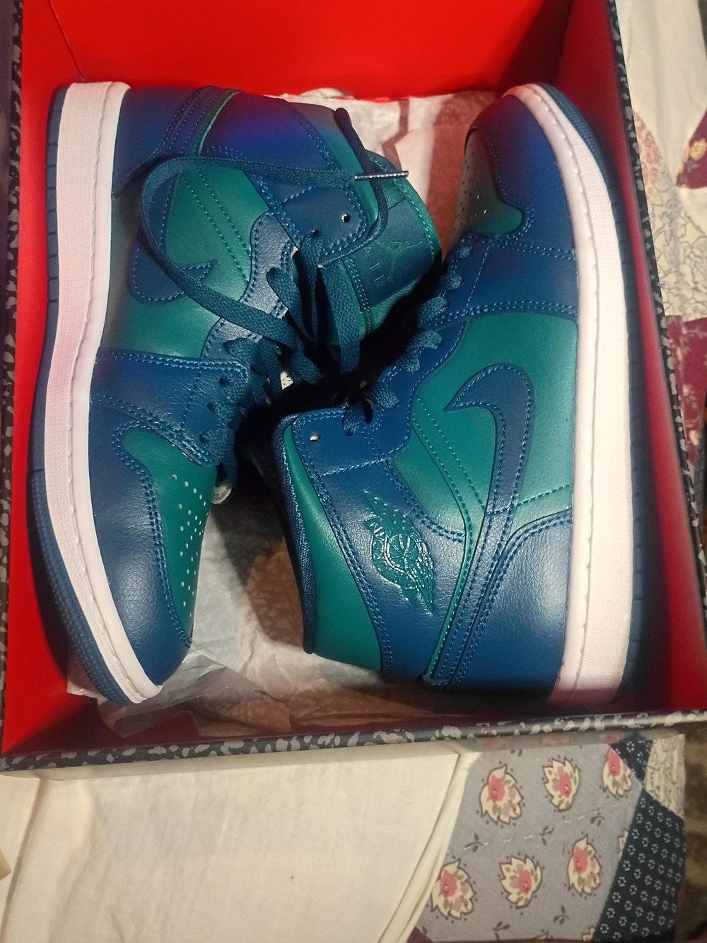 Jordan High-Top Sneakers in Teal & Blue